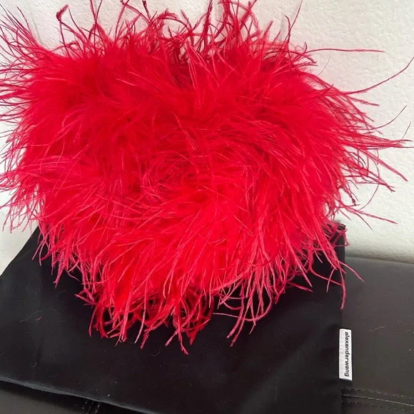 NWOT Alexander Wang Heart Pillow Ostrich Feathers Clutch Handbag - Picture 11 of 17